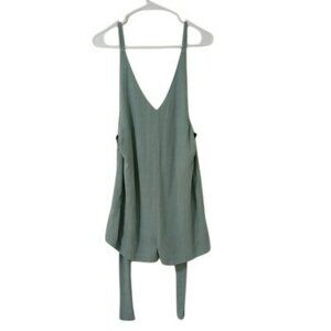 LULUS Romper Linen Blend Size XS Out To Tie-Back Green Women's